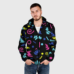 Ветровка с капюшоном мужская Neon color pattern Fashion 2032, цвет: 3D-черный — фото 2