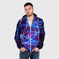 Ветровка с капюшоном мужская Neon pattern Fashion 2055, цвет: 3D-белый — фото 2