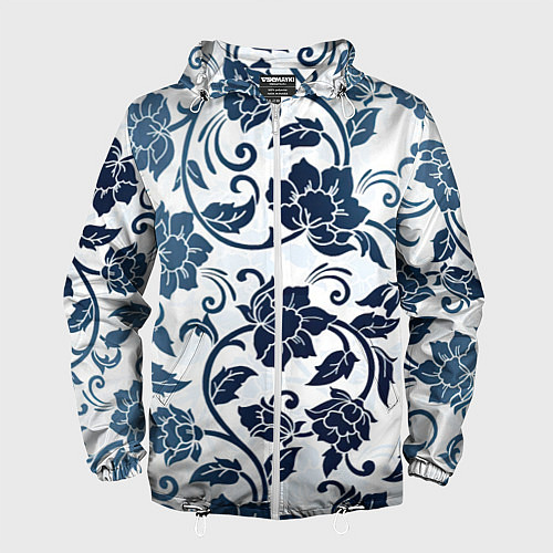 Мужская ветровка Гжелевые цветы / 3D-Белый – фото 1