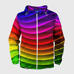 Ветровка с капюшоном мужская Color line neon pattern Abstraction Summer 2023, цвет: 3D-белый