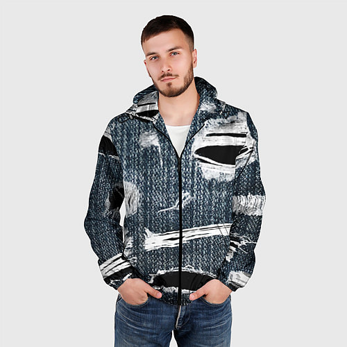 Мужская ветровка Джинсовое рваньё Fashion trend / 3D-Черный – фото 3