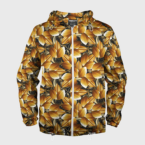 Мужская ветровка Объемные желтые листья / 3D-Белый – фото 1
