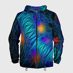 Ветровка с капюшоном мужская Neon pattern Неоновый паттерн, цвет: 3D-черный