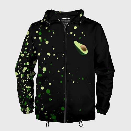 Мужская ветровка Авокадо avocado брызги / 3D-Черный – фото 1