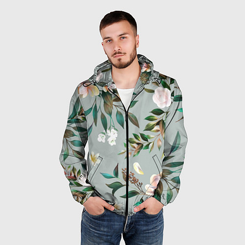 Мужская ветровка Цветы Цветочный Букет / 3D-Черный – фото 3