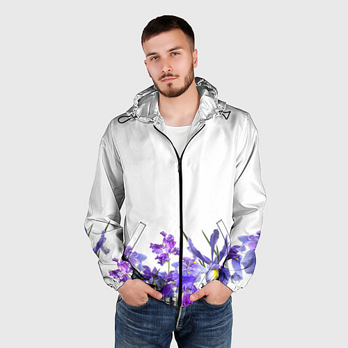 Мужская ветровка Любимые Ирисы / 3D-Черный – фото 3