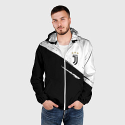 Ветровка с капюшоном мужская Juventus маленькое лого, цвет: 3D-белый — фото 2