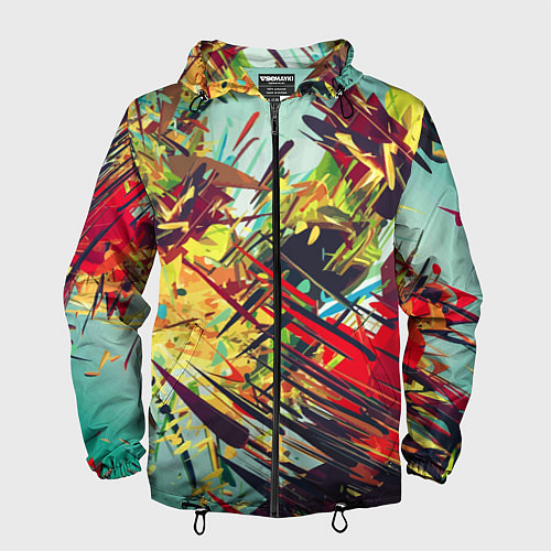 Мужская ветровка Смелые мазки краски Экспрессионизм Bold strokes of / 3D-Черный – фото 1