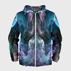 Ветровка с капюшоном мужская Облака неонового цвета Neon colored clouds, цвет: 3D-белый