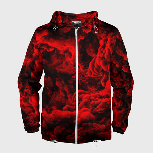 Мужская ветровка Красный дым Red Smoke Красные облака / 3D-Белый – фото 1