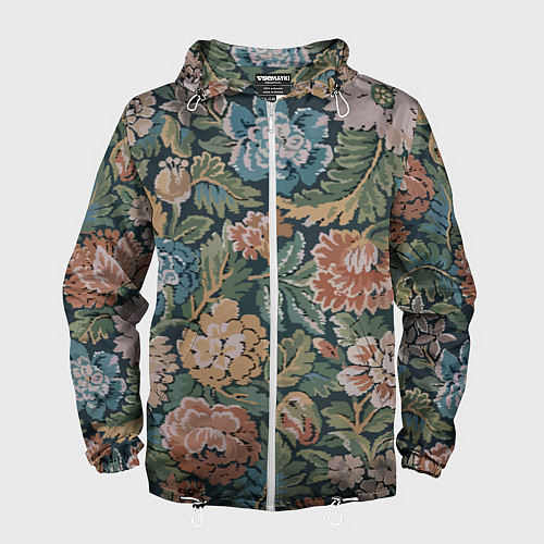 Мужская ветровка Floral pattern Цветочный паттерн / 3D-Белый – фото 1