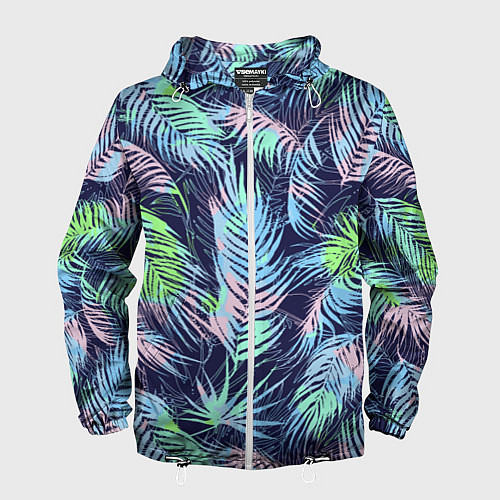 Мужская ветровка Разноцветные Листья Пальм / 3D-Белый – фото 1