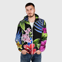 Ветровка с капюшоном мужская Floral vanguard composition Летняя ночь Fashion tr, цвет: 3D-белый — фото 2