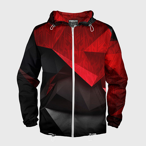 Мужская ветровка Красно-черный фон абстракция / 3D-Белый – фото 1