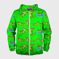 Ветровка с капюшоном мужская CHARMING CROCODILES, цвет: 3D-белый