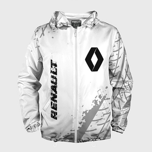 Мужская ветровка Renault Speed на светлом фоне со следами шин / 3D-Белый – фото 1