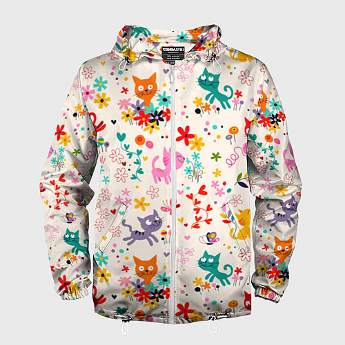 Мужская ветровка COLORFUL FUNNY KITTENS / 3D-Белый – фото 1