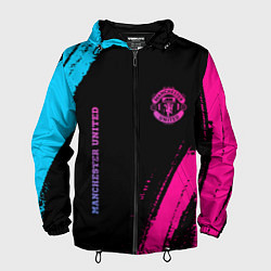 Ветровка с капюшоном мужская Manchester United Neon Gradient, цвет: 3D-черный