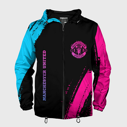 Мужская ветровка Manchester United Neon Gradient / 3D-Черный – фото 1