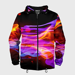 Ветровка с капюшоном мужская Abstract colorful waves, цвет: 3D-черный
