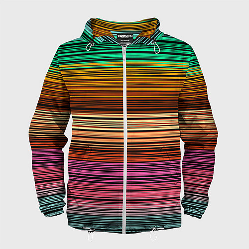 Мужская ветровка Multicolored thin stripes Разноцветные полосы / 3D-Белый – фото 1