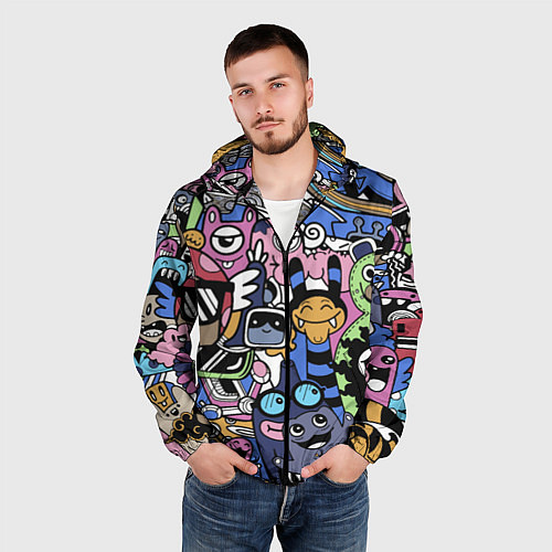 Мужская ветровка Милые и веселые монстры / 3D-Черный – фото 3