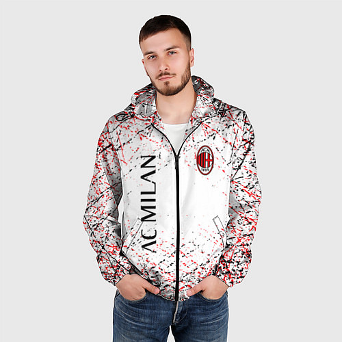 Мужская ветровка Ac milan logo / 3D-Черный – фото 3