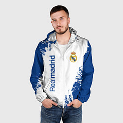 Ветровка с капюшоном мужская Реал Мадрид краска, цвет: 3D-белый — фото 2