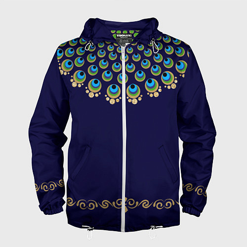 Мужская ветровка Павлиньи перья с вензелями / 3D-Белый – фото 1