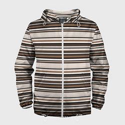 Мужская ветровка Горизонтальные коричневые бежевые черные полосы