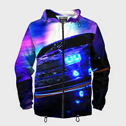 Ветровка с капюшоном мужская Додж Челленджер, цвет: 3D-черный