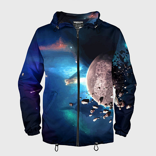 Мужская ветровка Космическое столкновение объектов / 3D-Черный – фото 1