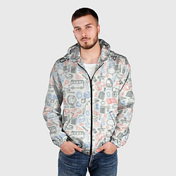 Ветровка с капюшоном мужская Школьные будни, цвет: 3D-черный — фото 2