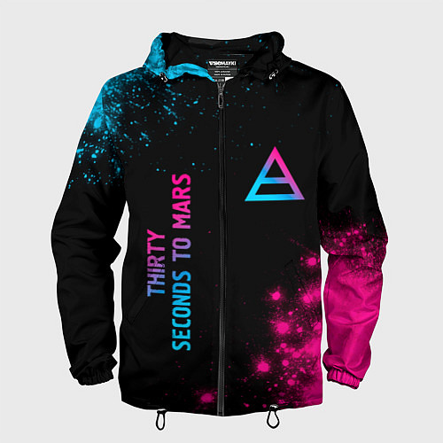 Мужская ветровка Thirty Seconds to Mars Neon Gradient / 3D-Черный – фото 1