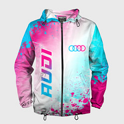 Мужская ветровка Audi neon gradient style: символ и надпись вертика