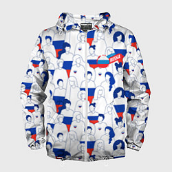 Ветровка с капюшоном мужская Русский народ, цвет: 3D-белый