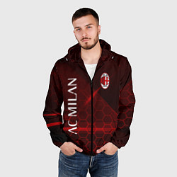 Ветровка с капюшоном мужская Ac milan Соты, цвет: 3D-черный — фото 2