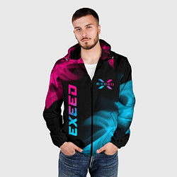 Ветровка с капюшоном мужская Exeed - neon gradient: символ и надпись вертикальн, цвет: 3D-черный — фото 2