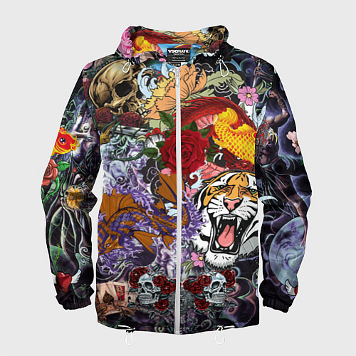 Мужская ветровка Рисунок в стиле tatoo / 3D-Белый – фото 1