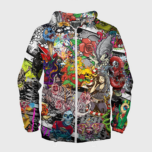 Мужская ветровка Цветное граффити и татуировки / 3D-Белый – фото 1