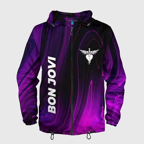 Мужская ветровка Bon Jovi violet plasma / 3D-Черный – фото 1