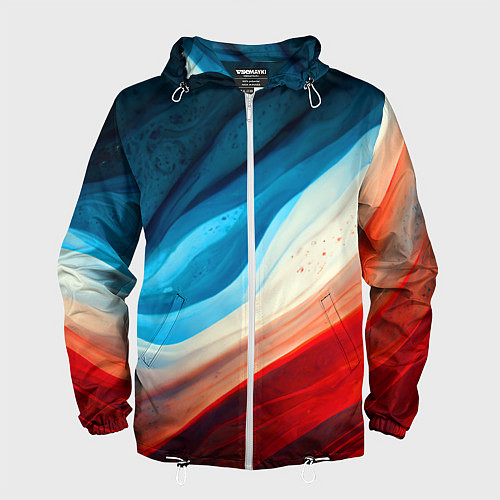 Мужская ветровка Неоновые яркие волны / 3D-Белый – фото 1