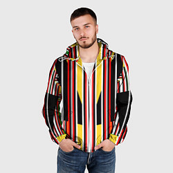 Ветровка с капюшоном мужская Геометрические цветные фигуры полосы geometry, цвет: 3D-белый — фото 2