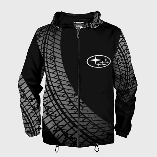 Мужская ветровка Subaru tire tracks / 3D-Черный – фото 1