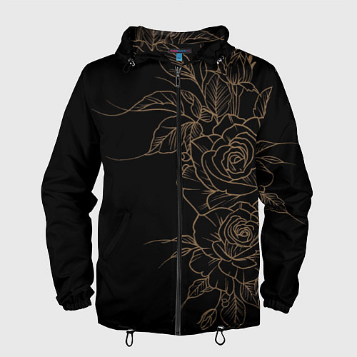 Мужская ветровка Элегантные розы на черном фоне / 3D-Черный – фото 1