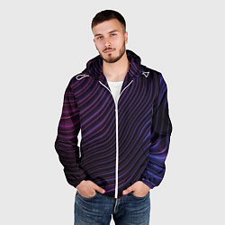 Ветровка с капюшоном мужская Волнистый металлик, цвет: 3D-белый — фото 2