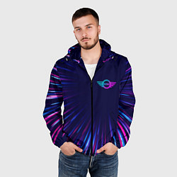 Ветровка с капюшоном мужская Mini neon speed lines, цвет: 3D-черный — фото 2