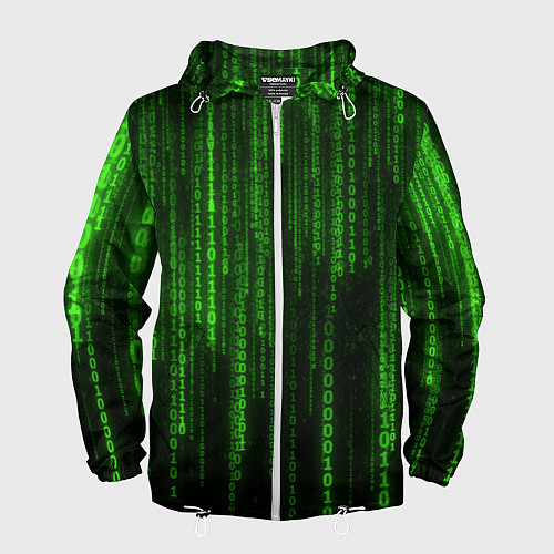 Мужская ветровка Двоичный код зеленый / 3D-Белый – фото 1