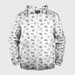 Ветровка с капюшоном мужская 90s pattern on white, цвет: 3D-белый