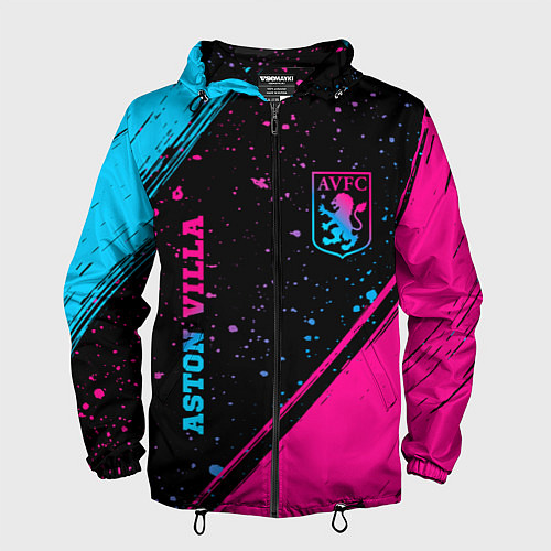 Мужская ветровка Aston Villa - neon gradient: надпись, символ / 3D-Черный – фото 1